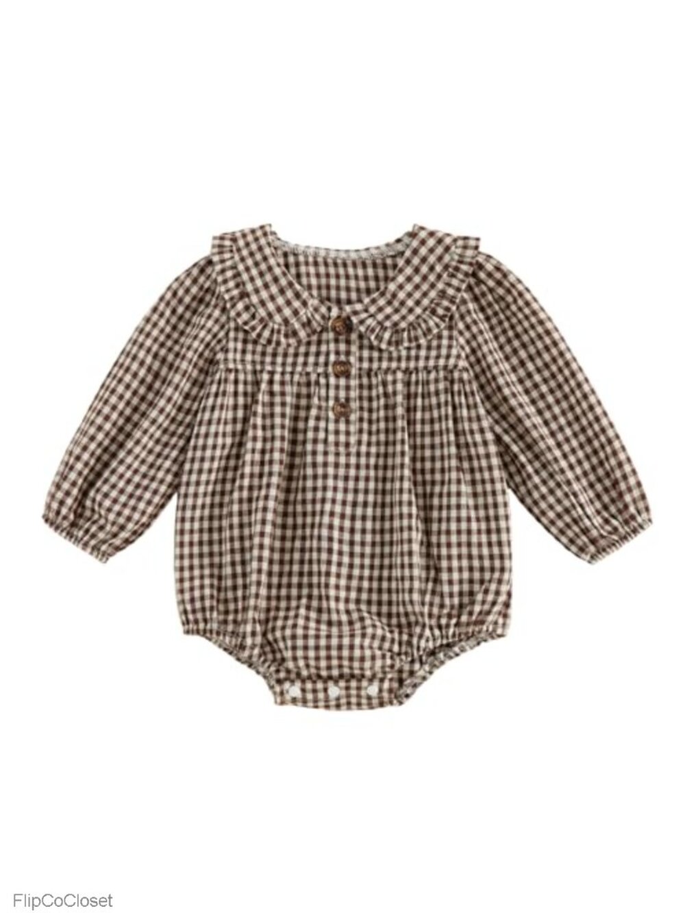 Baby Girl Cotton Blend Plaid Bubble Romper Long Sleeve Fall Outfit